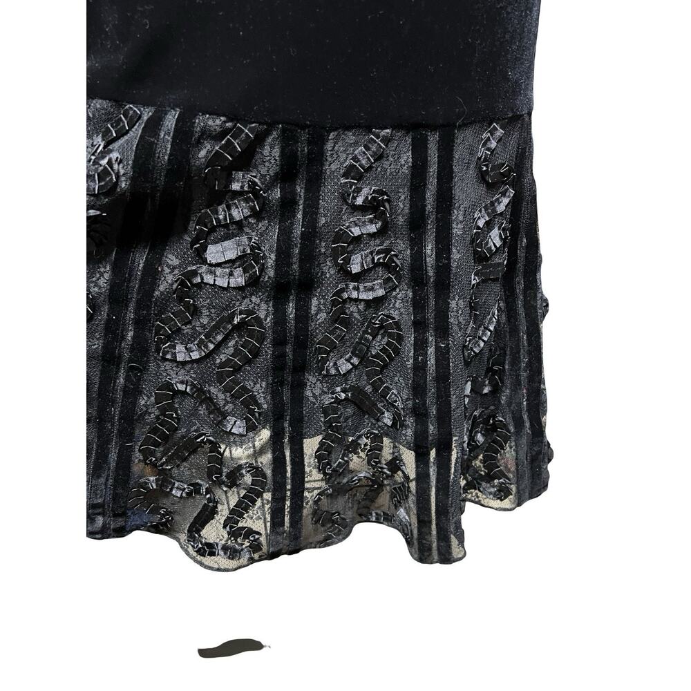 Y2K Betsy Johnson Black Velvet Lace Ribbon Short Skirt 8 Fairy Grunge Whimsigoth - Picture 2 of 5